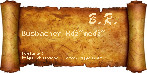 Busbacher Rómeó névjegykártya